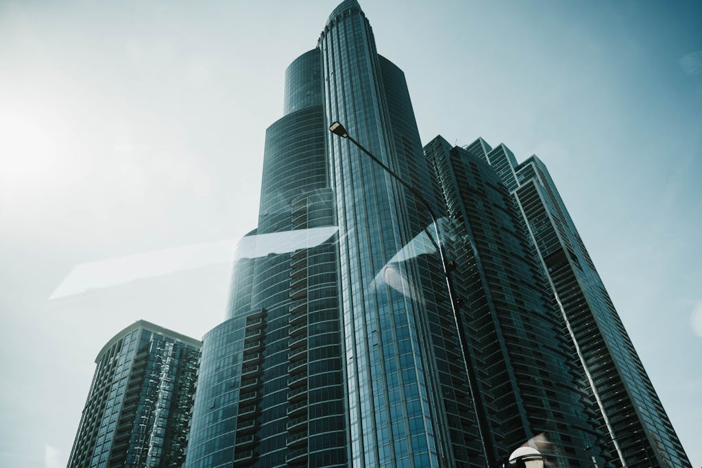 A stunning view of the modern One Museum Park skyscraper in Chicago.